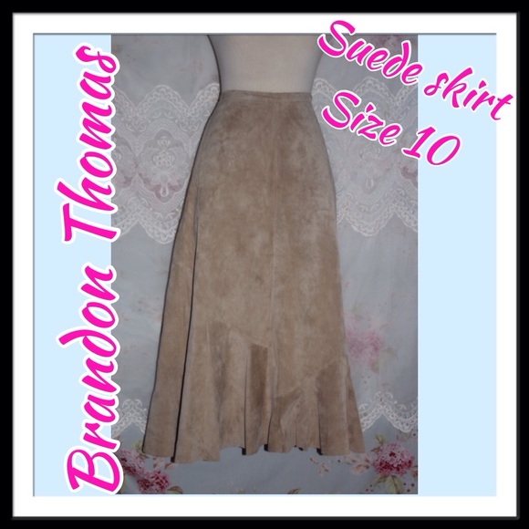 Wonderful Brandon Thomas Leather Suede skirt Sz 10