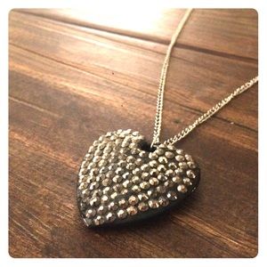 SOLD Long blingy heart necklace.