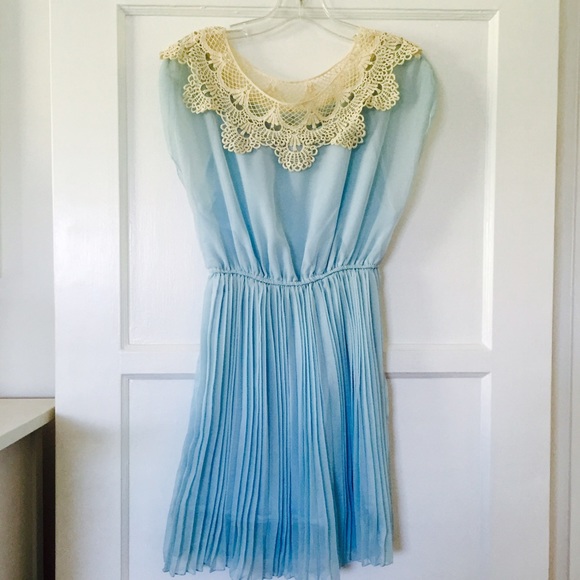 SALE!! Pretty blue and ivory crochet dress