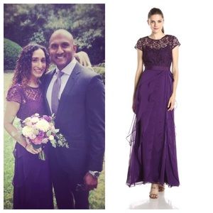 Adrianna Papell lace bodice w/ flutter skirt gown