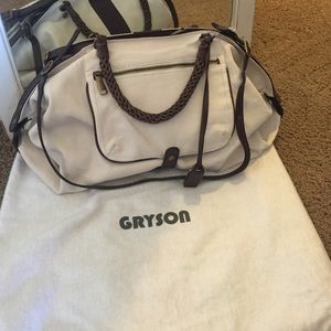 Gryson White Leather and Suede Bag