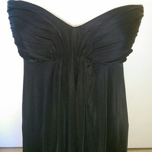 Silky strapless black dress