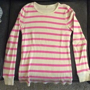 Neon pink/cream striped JCrew Thermal