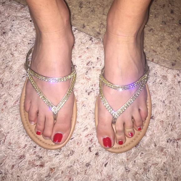 Gold/silver Rhinestone sandals - Picture 3 of 3