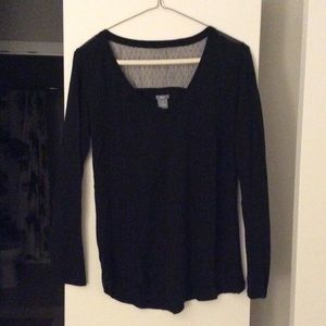 Black aerie long-sleeve with mesh yolk