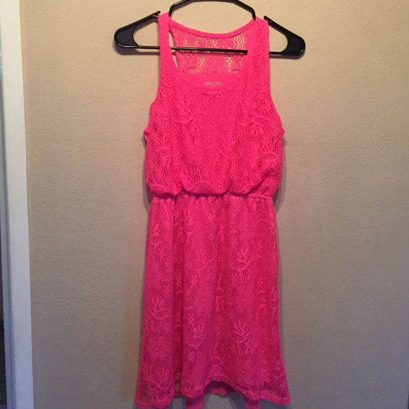 Hot pink lace dress