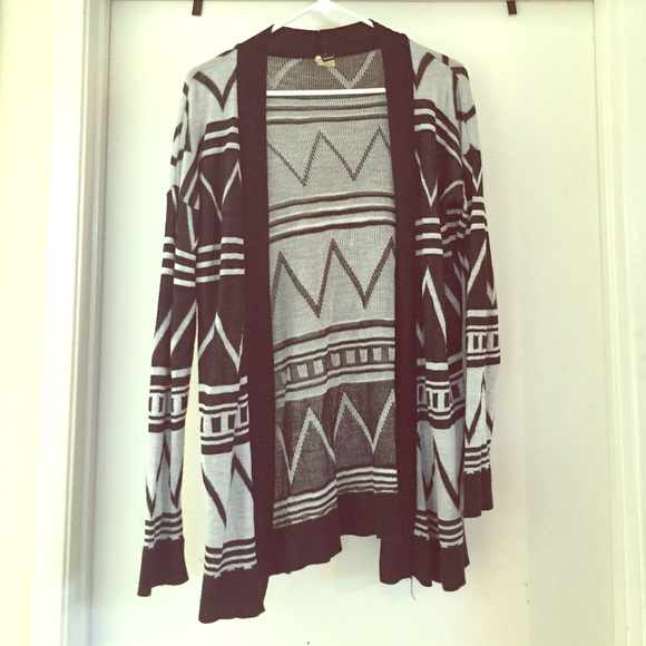 Aztec print open cardigan
