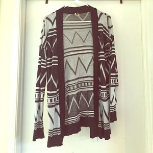 Aztec print open cardigan