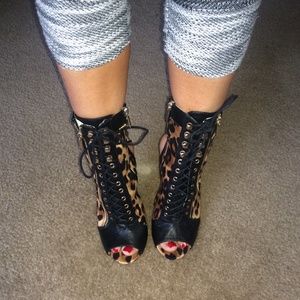 Leopard Peep Toe Heels