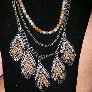 Black and beige statement necklace