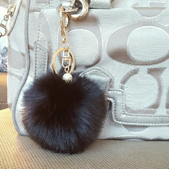 SOLD!!  NWT Black Faux Fur Pom Pom