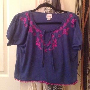 Blue bohemian crop top