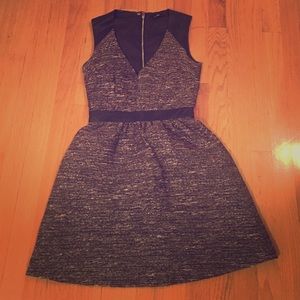 H&M tweed mini dress with leather details