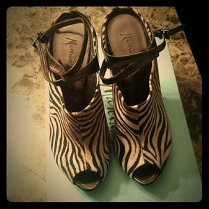 MARCIANO  zebra print ankle boot heels