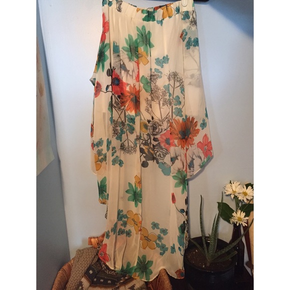 Floral High Low Skirt