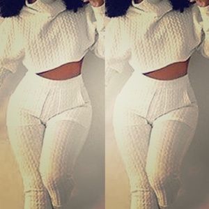 White Crop Top Set