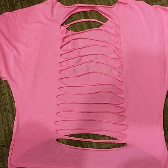 Pink slashed back crop - Picture 3 of 3