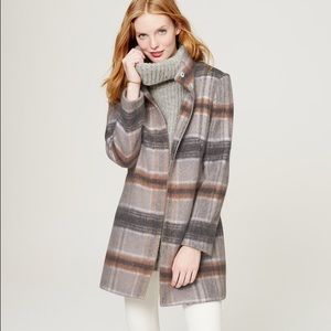 LOFT Plaid Funnel Neck Jacket