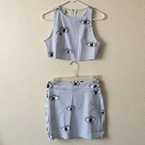 Eye Crop Top & Mini Skirt Set