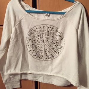 Aeropostale white peace sign sweater