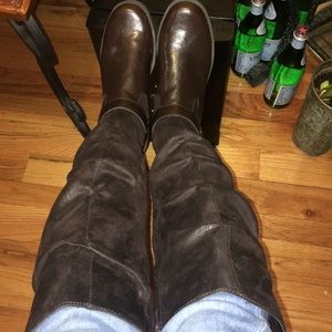 Wide calf brown boots