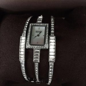 SILVER CRYSTAL MULTI BANGLE WATCH SET