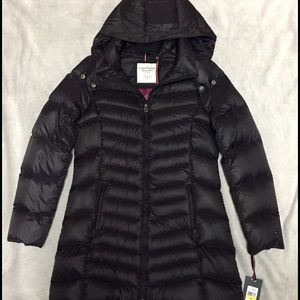 Tommy Hilfiger long packable down coat, new