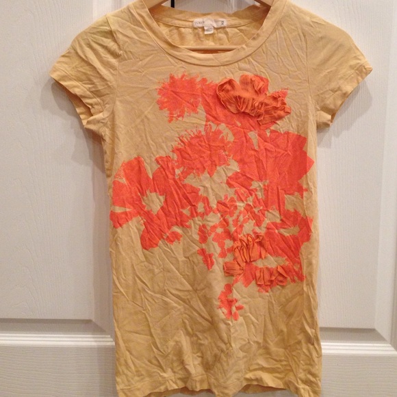 Pretty tan and neon orange J. Crew tee