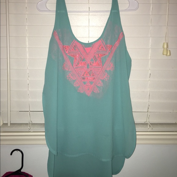 Teal and pink tank