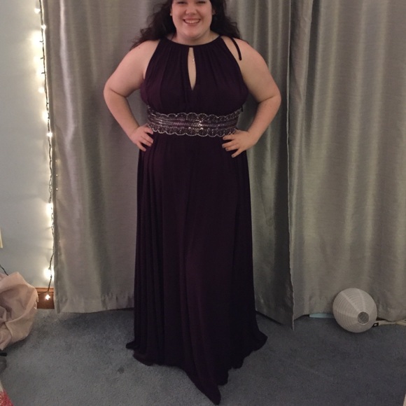 Halter Eggplant Prom Dress