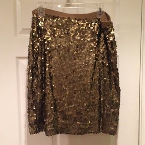 New York & Company Olive Sequin Skirt