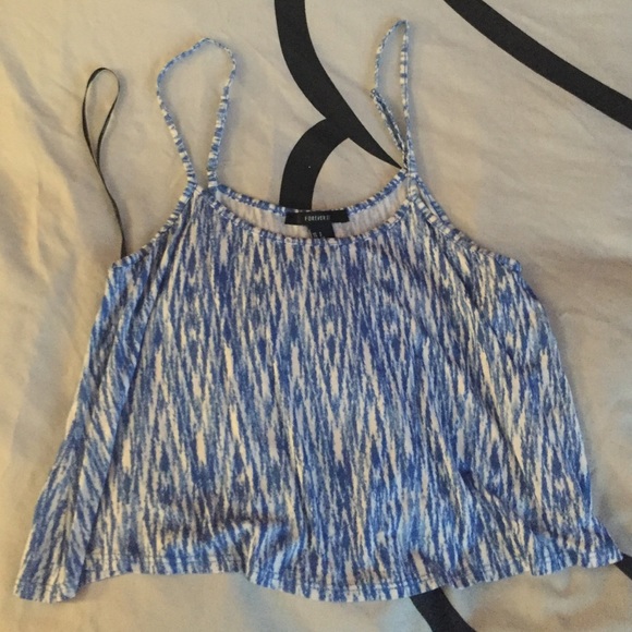 Blue and white crop top