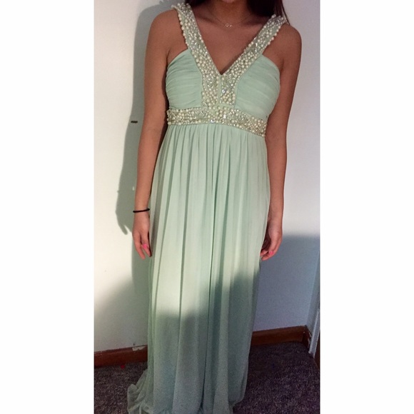 Mint colored prom dress