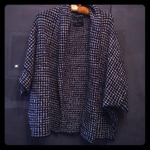 Zara chunky black and white knit sweater cardigan.