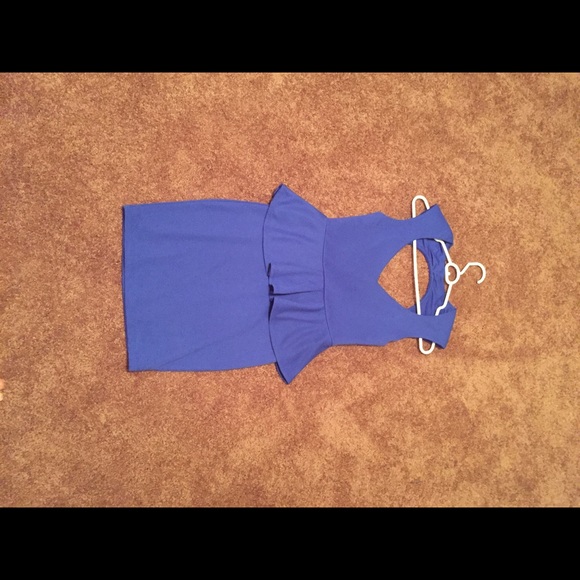 Blue open back dress