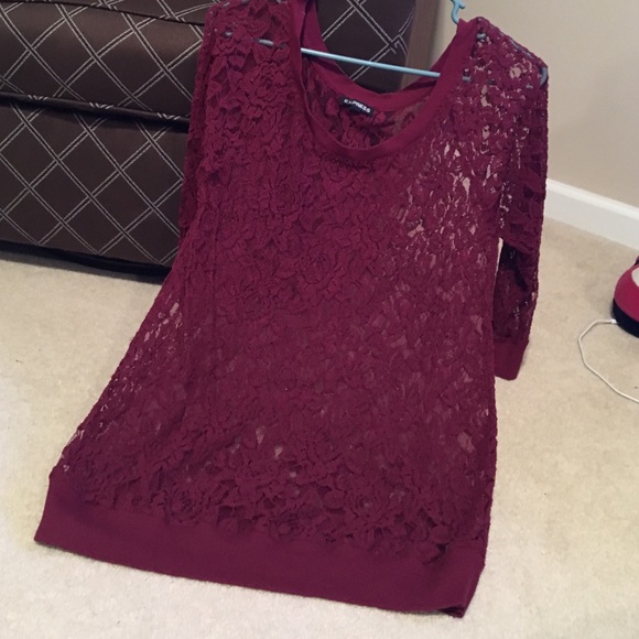Express Tops - Express dark red lace sweater