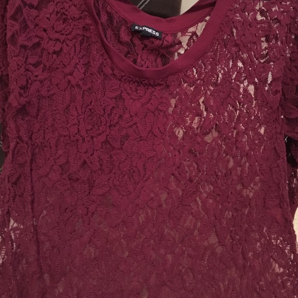 Express dark red lace sweater - Picture 2 of 3