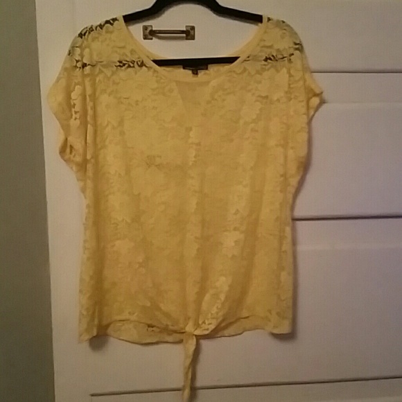 Bright yellow lace top