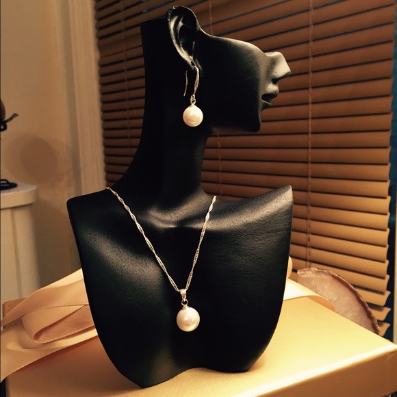 925 silver pearl set stamped