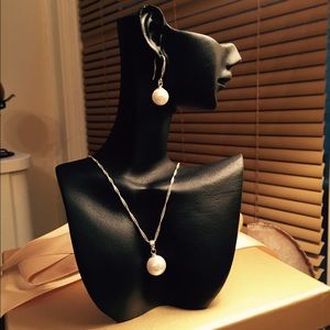925 silver pearl set stamped