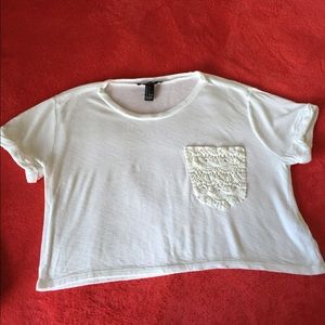 Crop top with crochet pocket