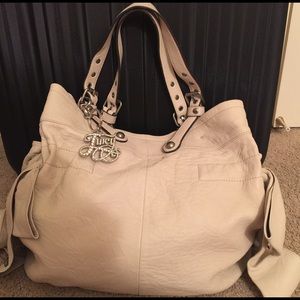 Juicy Couture Leather Bow Tie Tote, neutral gray