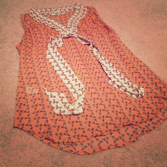 Gorgeous sleeveless humming bird blouse