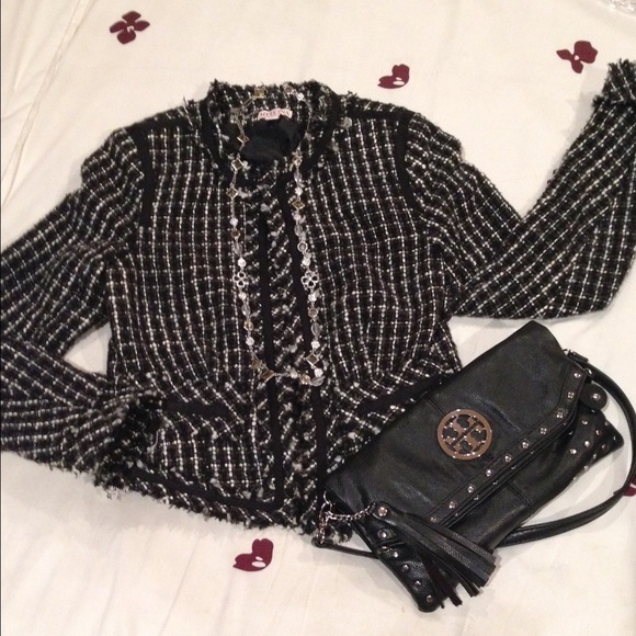 Merona Black and White Wool blend blazer