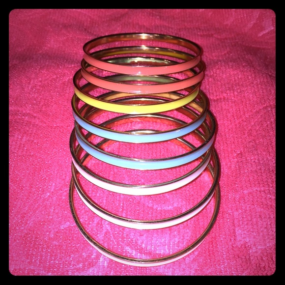 Gold tone Enamel Bangles.