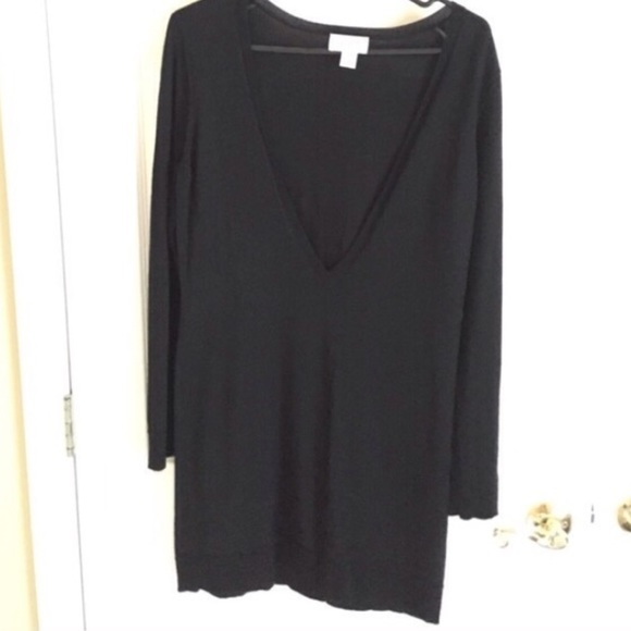 Black plunge neck top