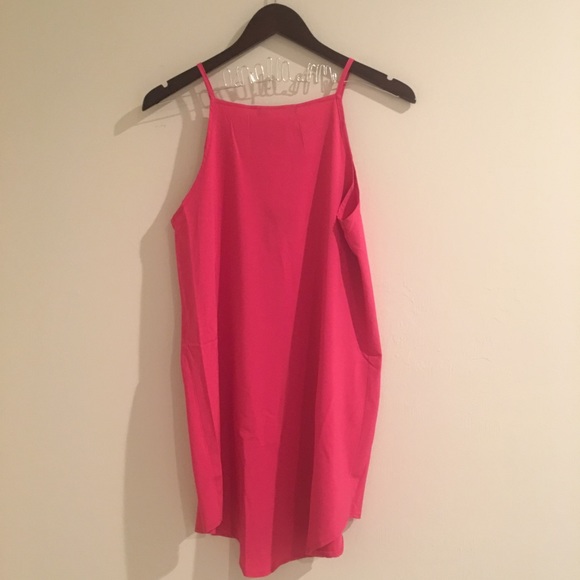 🆑 Boho Cami Mini Slip Dress in Hot Pink - Picture 3 of 3