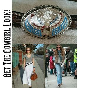 Western Tooled Belt with Buckle