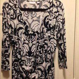 Black, gray & white blouse