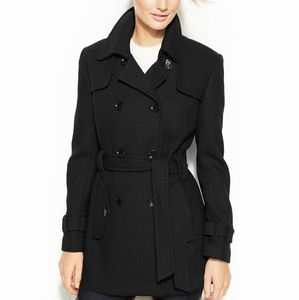 Calvin Klein double breasted belted pea coat